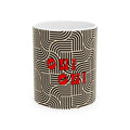 Retro Pattern 'Oui Oui'Ceramic Mug, BLACK