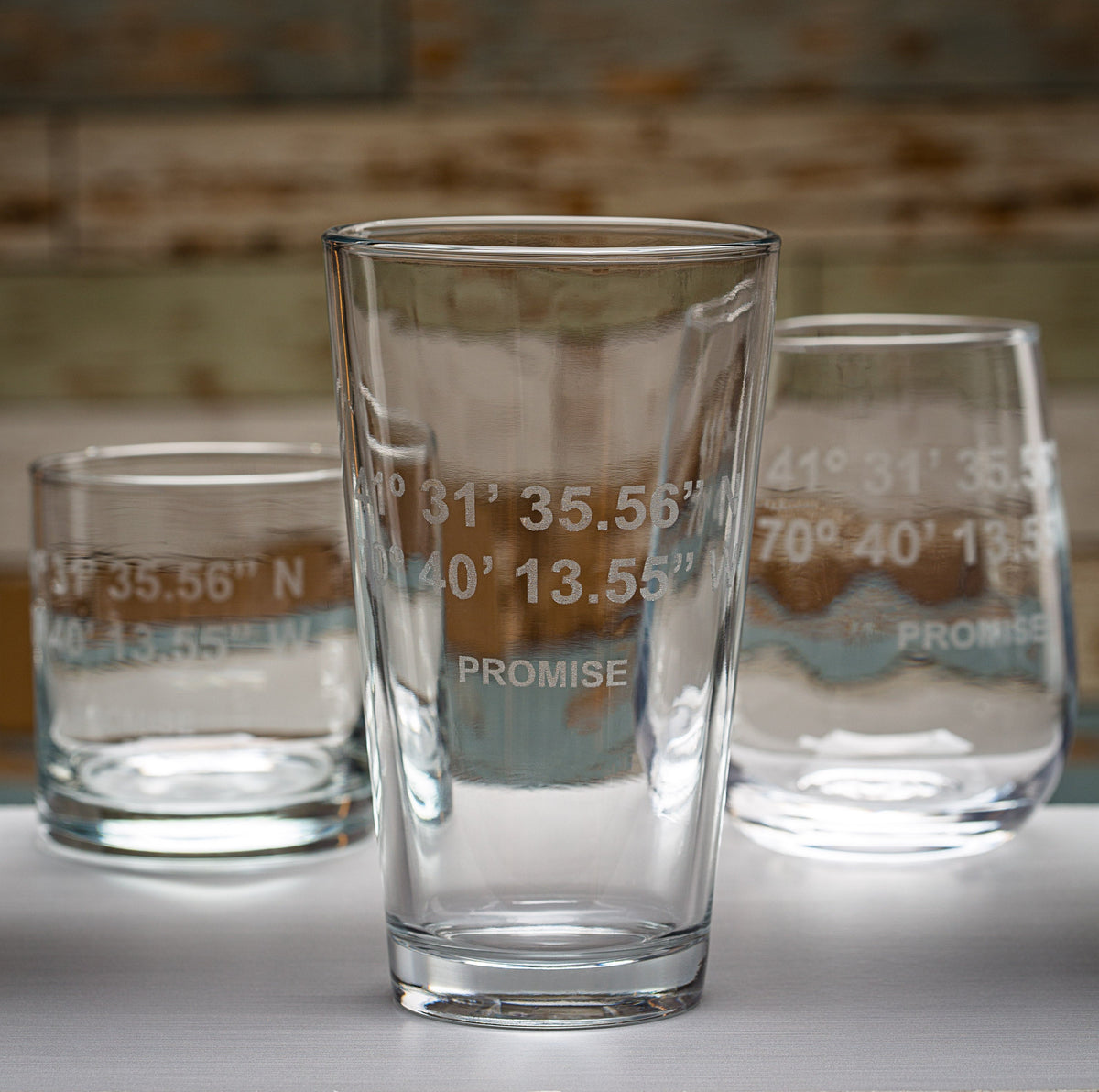 Custom GPS Coordinates Laser Engraved Glasses - Personalized Gift