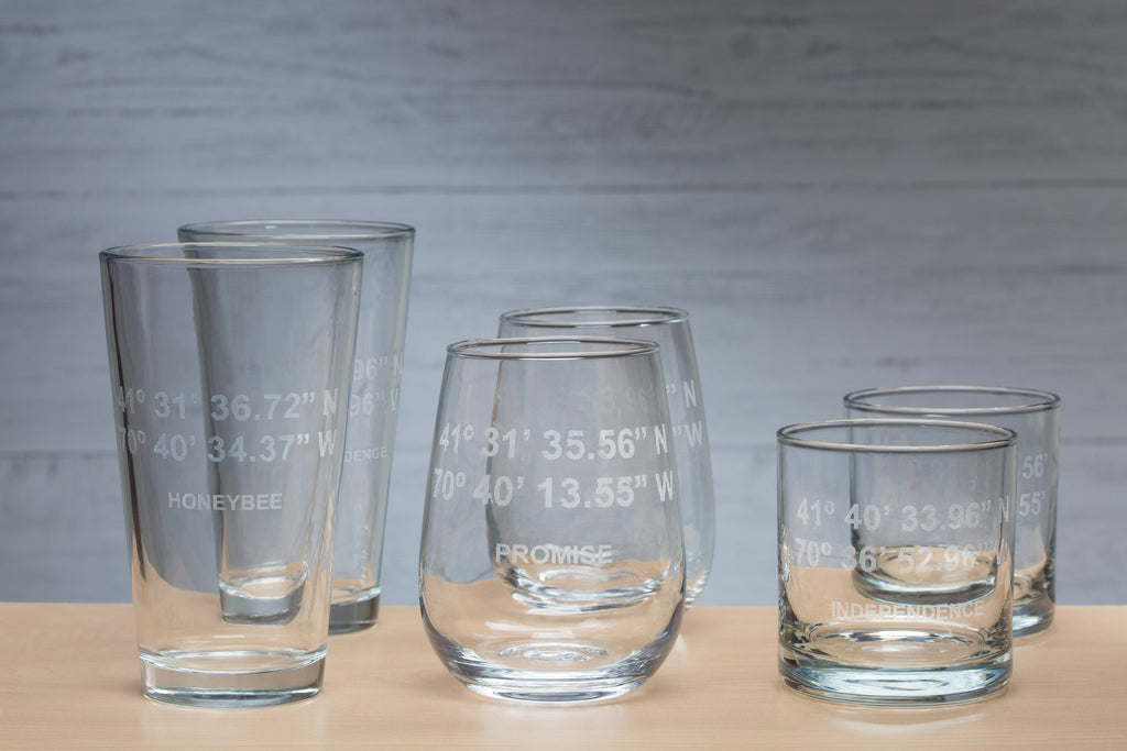 Custom GPS Coordinates Laser Engraved Glasses - Personalized Gift