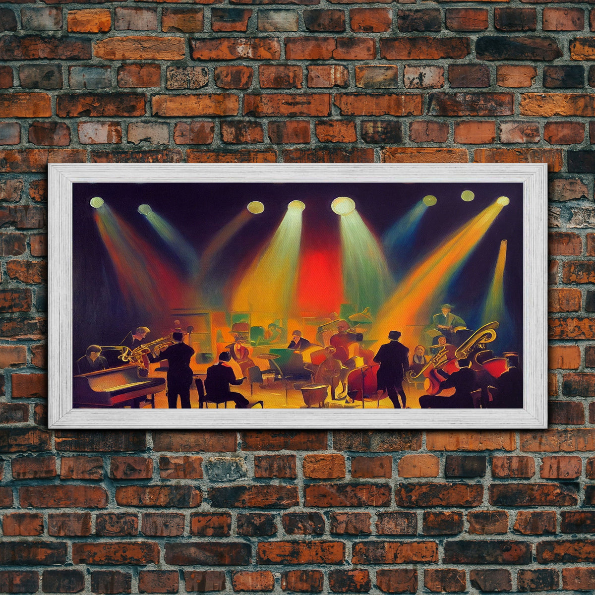 jazz singer band art Music Canvas or poster print framed Large wall decor Abstract painting style Musician saxophone