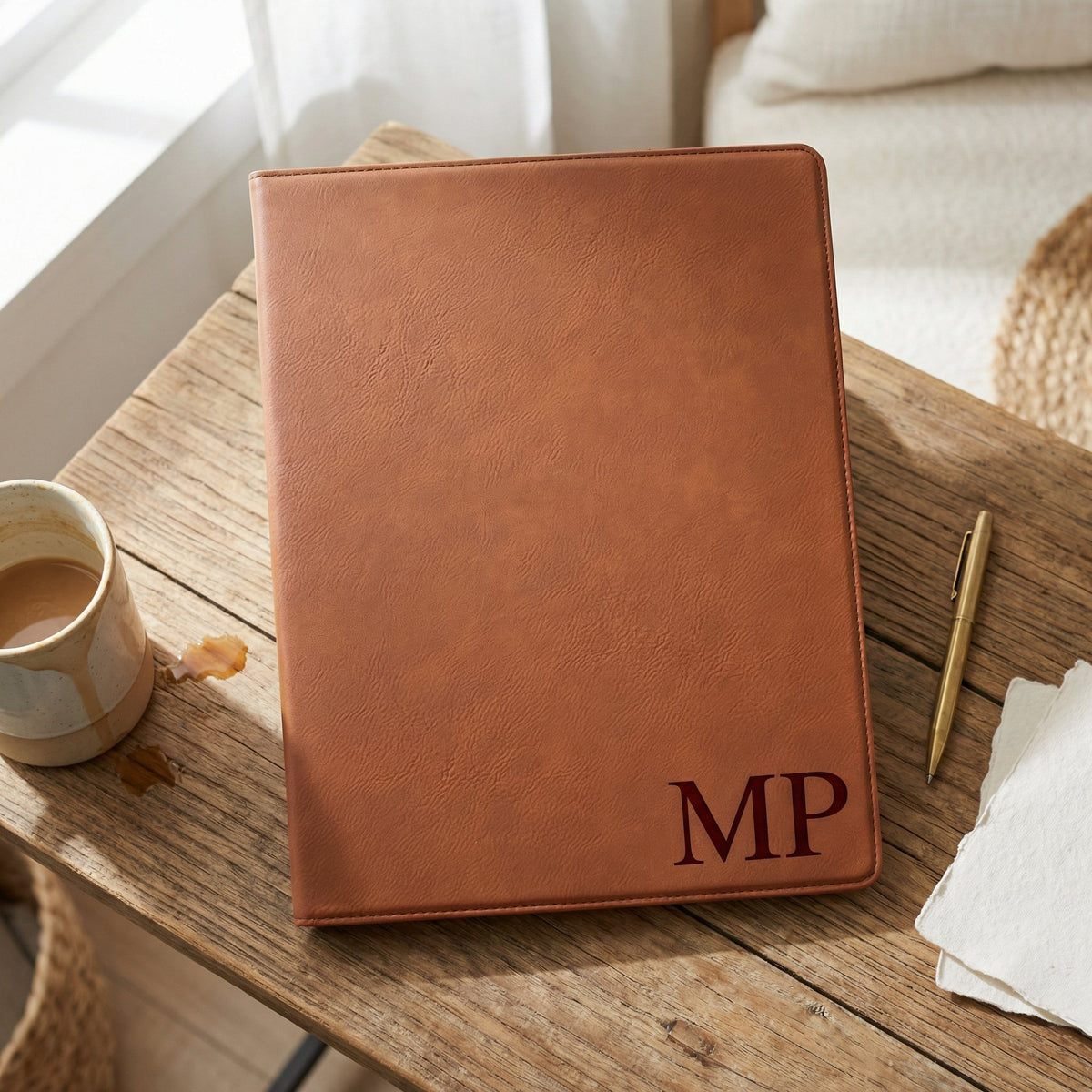 Monogram Legal Pad Holder - Laser Engraved Portfolio - Leather Notepad Folder - Gift for Graduate