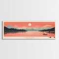 Lake George New York Framed Canvas Print, Panoramic Art, Midcentury Modern, Pop Art, Living Room Wall Art, Travel Poster, Lake House Decor