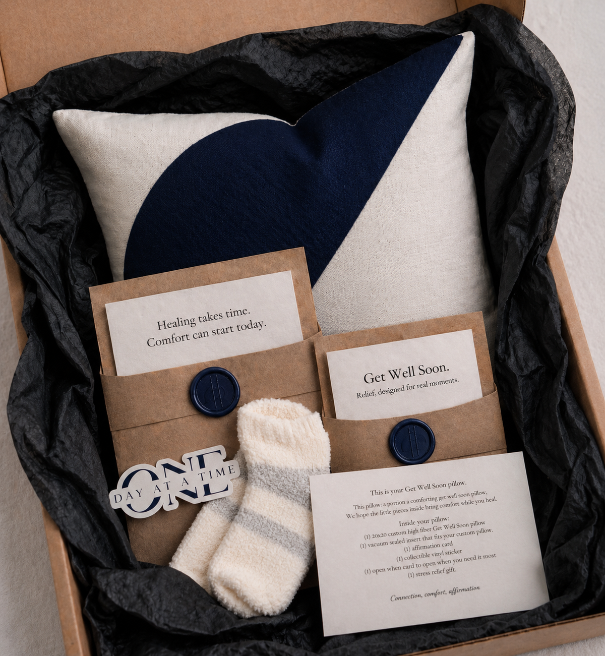 Get Well Soon Gift Set – Cozy Pillow & Socks Pack – Feel Better Care Package