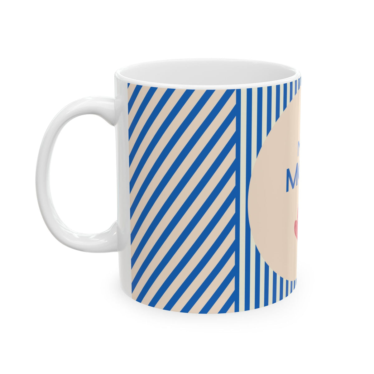 No.1 Mom Ceramic Mug — Blue Striped Mother's Day Gift