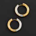 18K Gold Plated Two-Tone Chunky Hoop Earrings – Stainless Steel