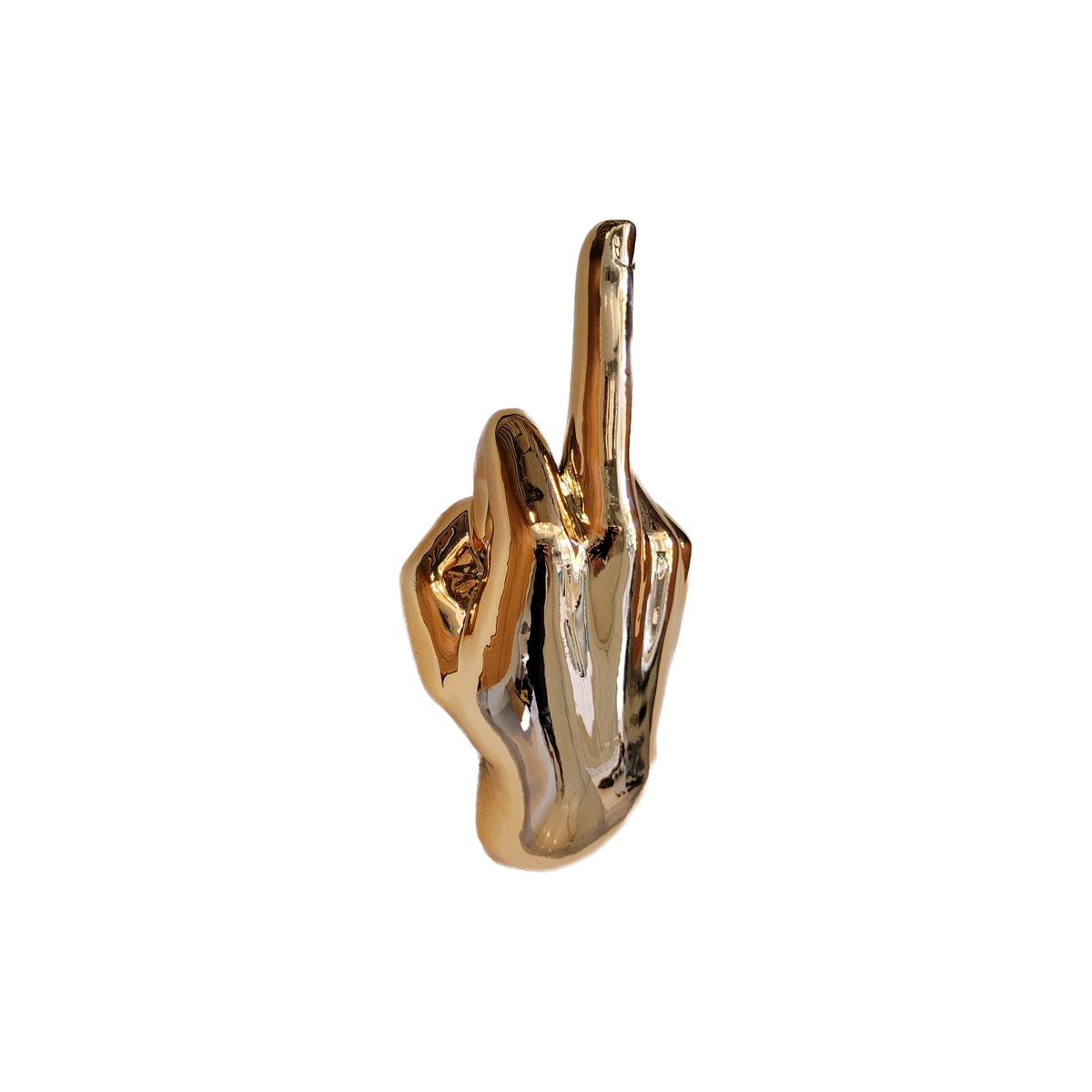 Dark Gold Middle Finger Wall Mount Sculpture | Bronze Hand Wall Art | 8.5" Tall