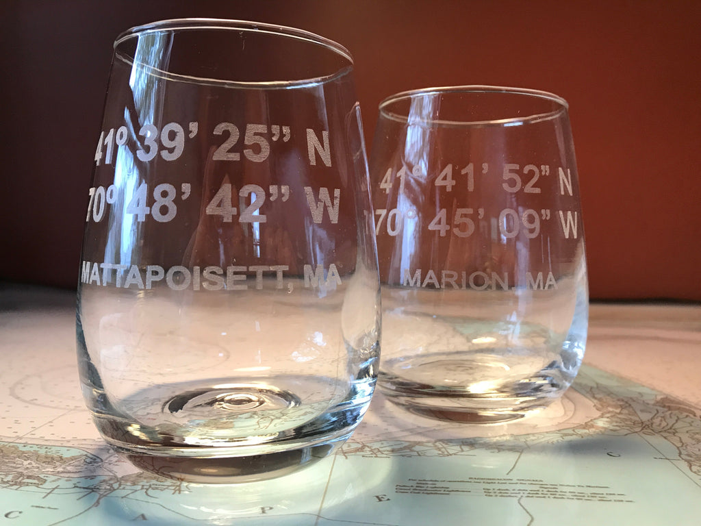 Custom GPS Coordinates Laser Engraved Glasses - Personalized Gift