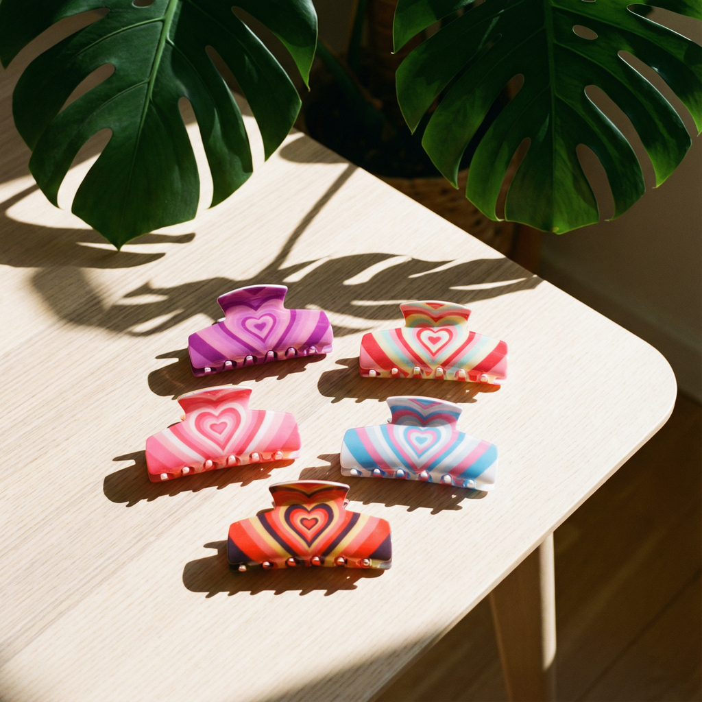 Hair Clip Gift Box | Groovy 70s Hair Claw Clips Set of 5