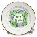 3dRose Succs to Succ in green written in a succulent wreath on white. - Plates (cp_349238)