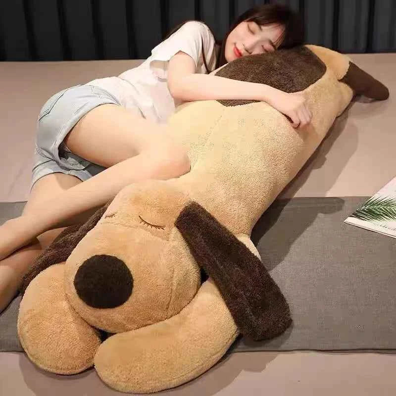 Giant Sleeping Dog Plush Toy (35.4-55.1 in) - Soft Puppy Cartoon Pillow & Cushion Gift