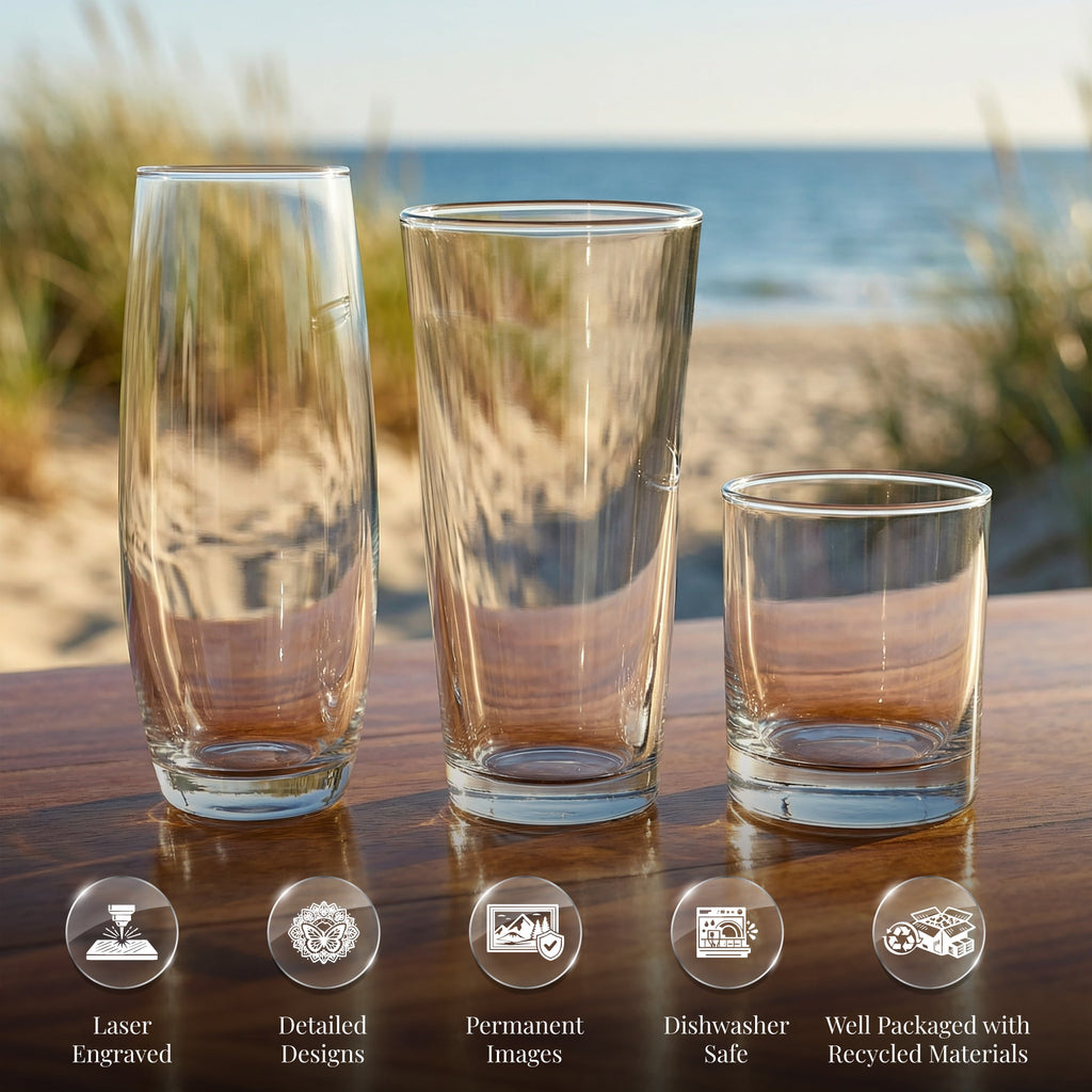 Custom GPS Coordinates Laser Engraved Glasses - Personalized Gift