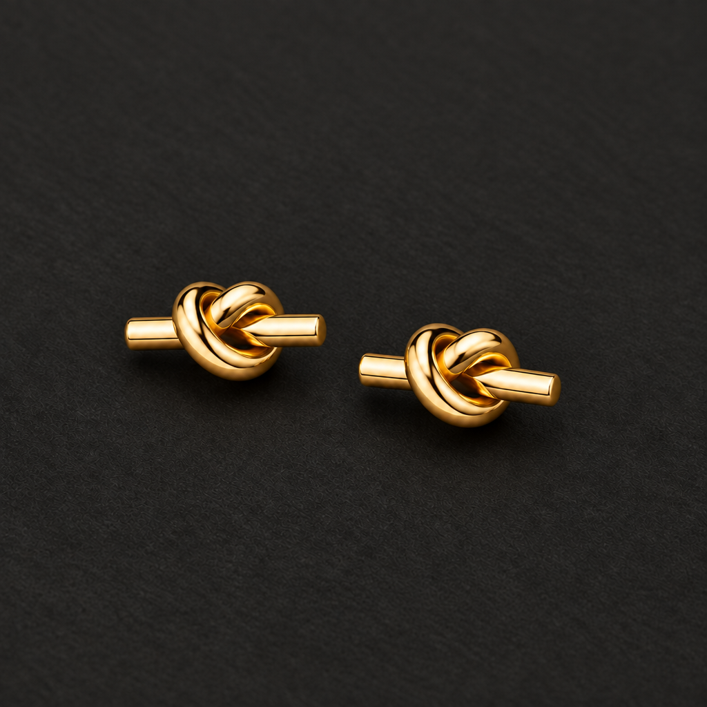 Gold Knot Studs Natural Placement