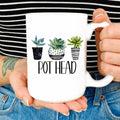 Plant Lover Ceramic Coffee Cup – "Pot Head" Funny Potted Succulents Mug