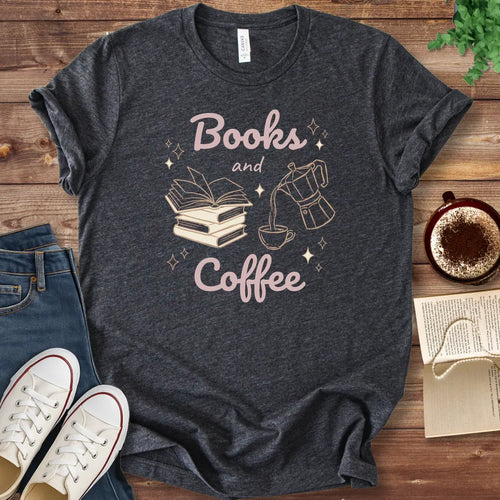 Books and Coffee Illustrated T-Shirt